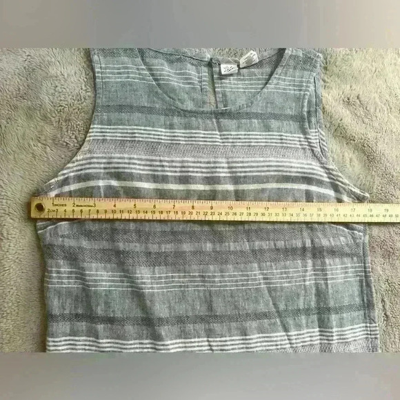 Artisan Ny Striped Linen Blend Sleeveless Dress Sz 6 Grey - Picture 6 of 7